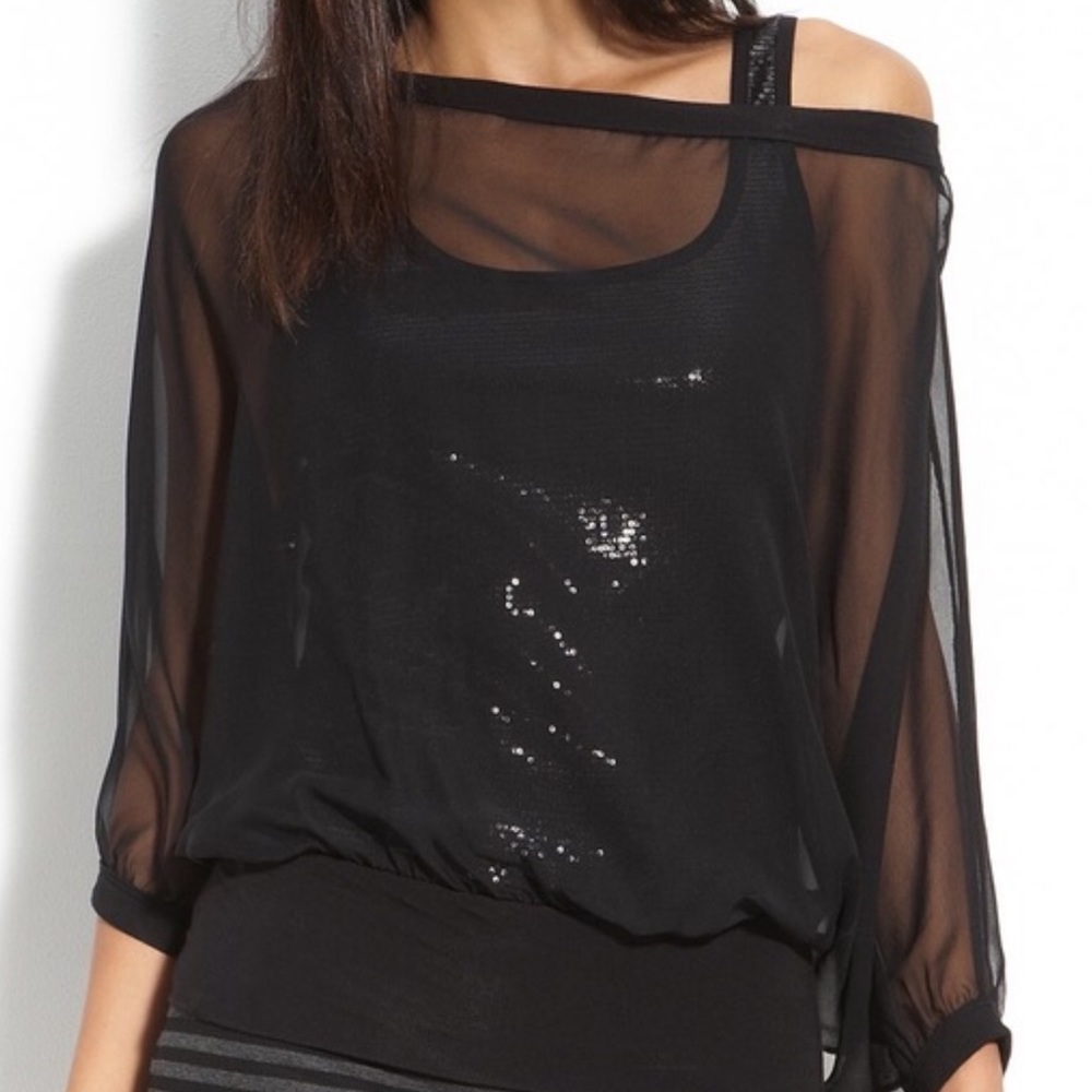 Bailey 44 Sequin Tank with Silk Overlay
